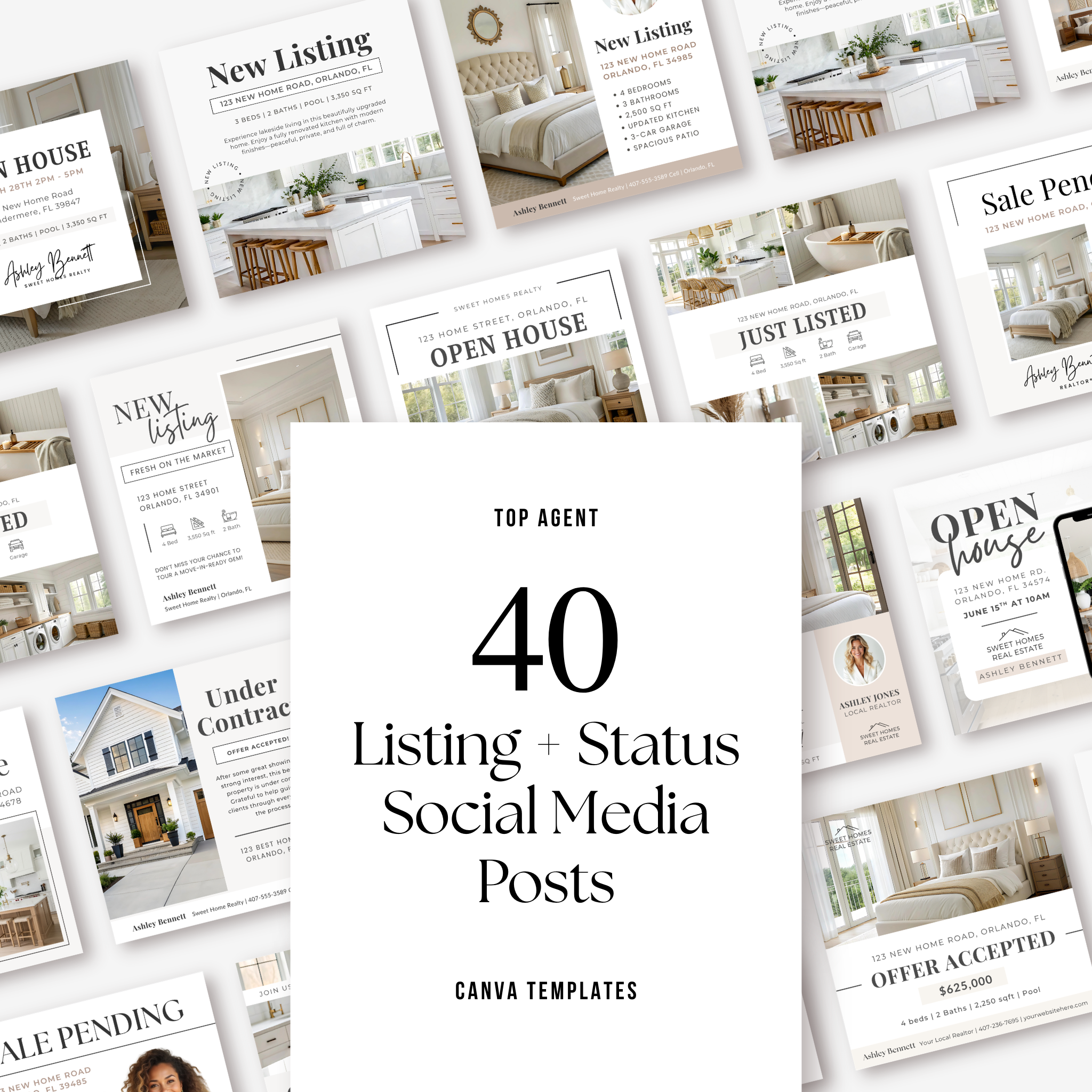 Posting Real Time Status Listings & Status Real Estate Posts | Canva Templates for Realtors ...
