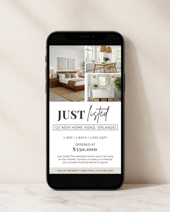 Just Listed Textable Card – Script Header