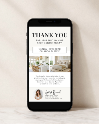 Open House Thank You Textable Card – Bold Header