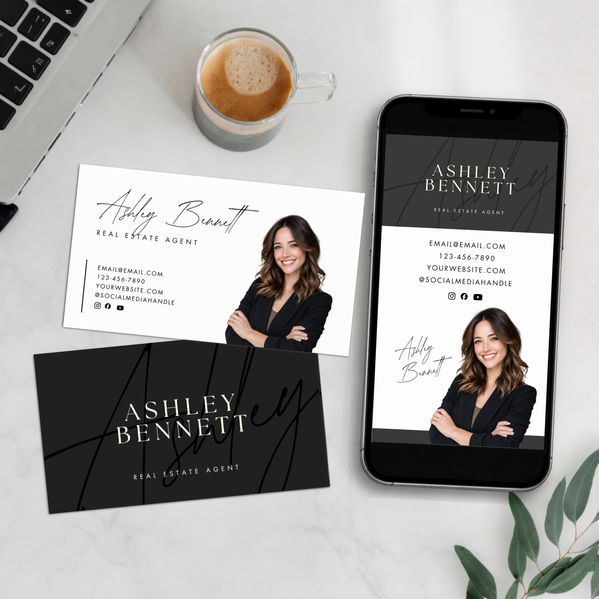 Realtor Business Card Template Editable Canva Print Digital Card realtor-business-card-template-editable-canva-print-digital-card