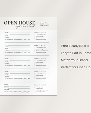 Open House Sign-In Sheet